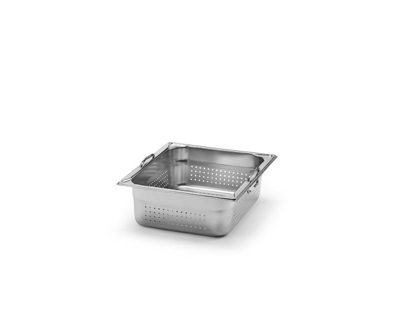 Pojemnik Gastronorm GN1/2, stal nierdzewna, perforowany, z uchwytami - Patina
