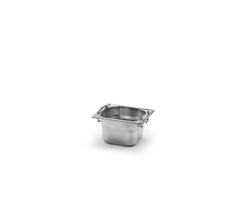 Pojemnik Gastronorm GN1/6, stal nierdzewna, z uchwytami - Patina