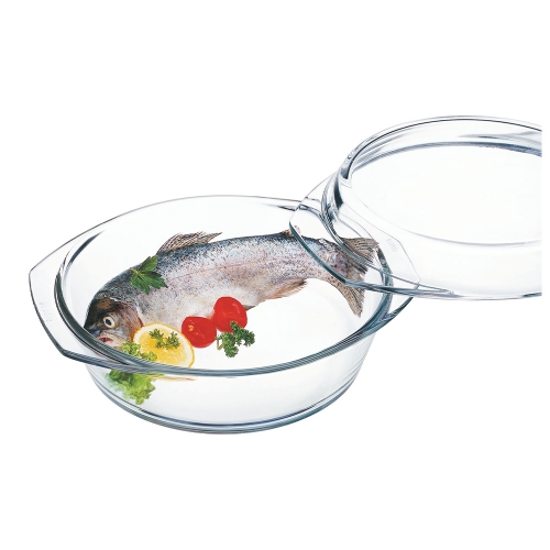 Okrągłe szklane naczynie do piekarnika z pokrywką, 25 cm - Simax