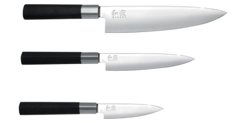 Zestaw noży składający się z 3 sztuk - KAI Wasabi Black