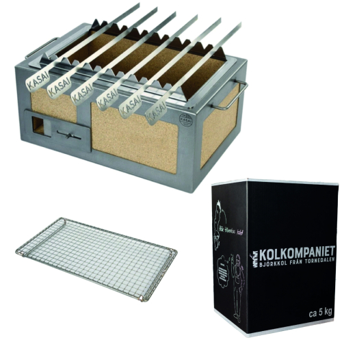 Japoński grill stołowy / Konro, Kasai Little z uchwytem na szaszłyki i węglem