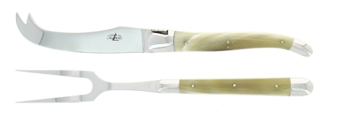 Zestaw do sera, uchwyt z jasnego rogu, polerowany, Tradition - Forge de Laguiole