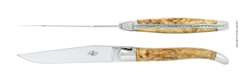 Dwa noże, rękojeść brzozowa, polerowana, Tradition - Forge de Laguiole