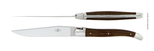 Dwa noże, rękojeść ze skamieniałego dębu, polerowane, Tradition - Forge de Laguiole