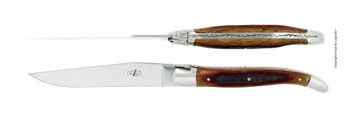 Dwa noże, rękojeść z drewna dębowego, polerowana, Tradition - Forge de Laguiole