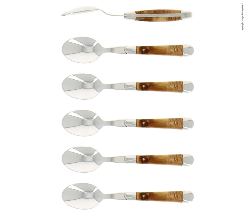 Sześć łyżeczek deserowych, uchwyt En, polerowany, Tradition - Forge de Laguiole