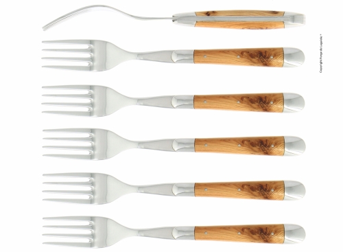 Sześć widelców, uchwyt En, polerowany, Tradition - Forge de Laguiole