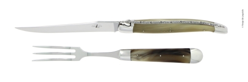 Zestaw do rzeźbienia 17 cm, uchwyt z jasnego rogu, polerowany, Tradition - Forge de Laguiole