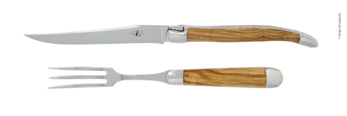 Zestaw do rzeźbienia 17 cm, uchwyt z drewna oliwnego, polerowany, Tradition - Forge de Laguiole