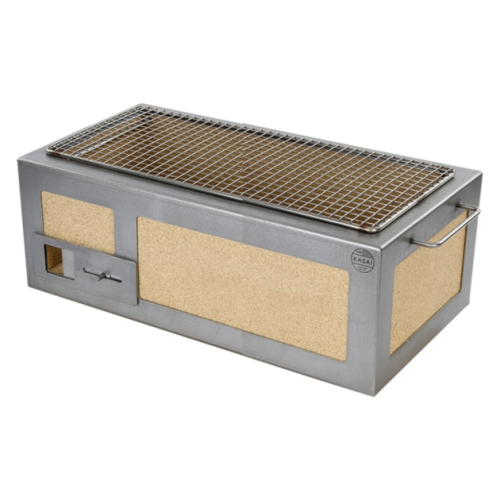 Grill stołowy/Konro Grill z ramą ze stali nierdzewnej, średnio długi 54 x 26,5 cm - Kasai