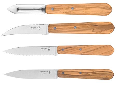 Zestaw noży w czterech częściach, Drewno oliwne, Essentials - Opinel