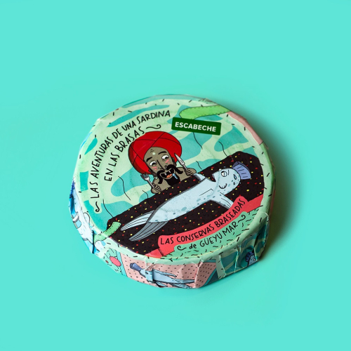 Ogony sardynek grillowane na węglu drzewnym, escabeche. 105 g - Conservas Braseadas Güeyu Mar