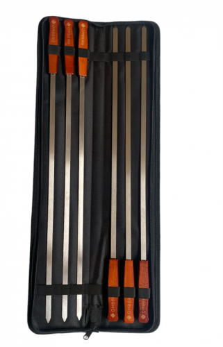 Szerokie szpikulce do grillowania z drewnianą rączką, 60 cm, zestaw 6 szt. - Omberg