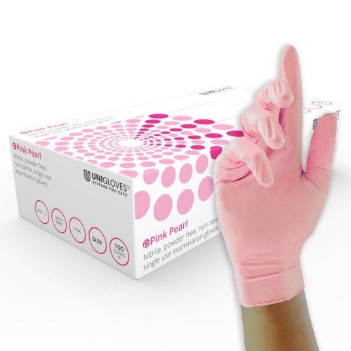 Rękawice nitrylowe, różowe, opakowanie100 sztuk - Unigloves