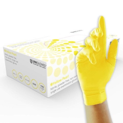 Rękawice nitrylowe, żółte, 100 sztuk - Unigloves