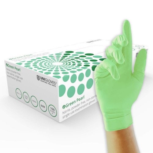Rękawice nitrylowe, zielone, 100 sztuk - Unigloves