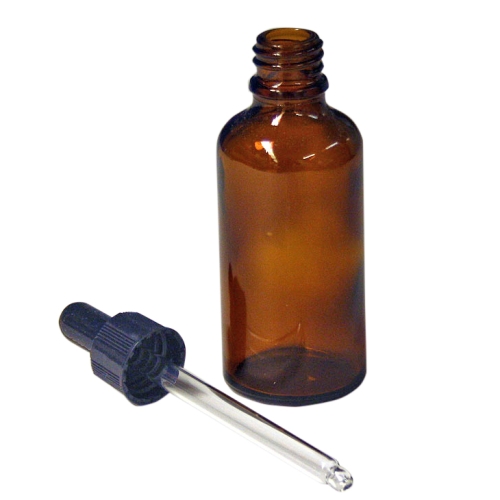 Brązowa butelka z kroplomierzem i szklaną pipetą, 50 ml