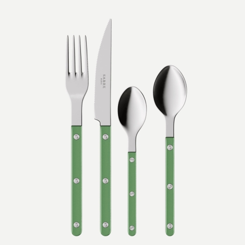 Zestaw sztućców, 4 szt, Bistrot Pearly, Garden green - Sabre Paris