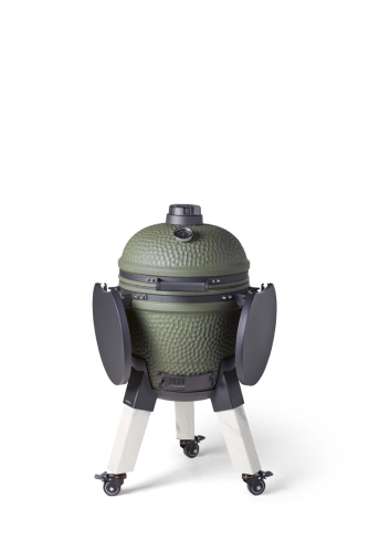 Grill Kamado z uchwytem na nogi, aluminiowymi nogami (imitacja marmuru) z kółkami i stolikiem bocznym - Moddern