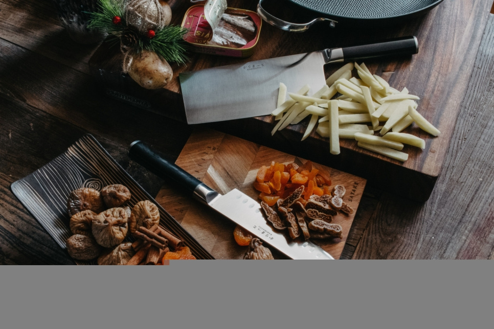 Nóż Santoku 17,5 cm + motyka chińska 18 cm - Karimatto