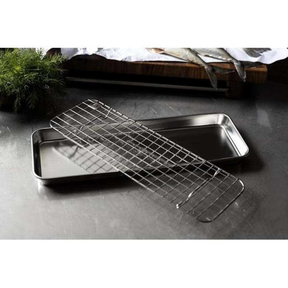 Pojemnik gastronomiczny/blacha z rusztem, 38x14 cm, stal nierdzewna - Culimat