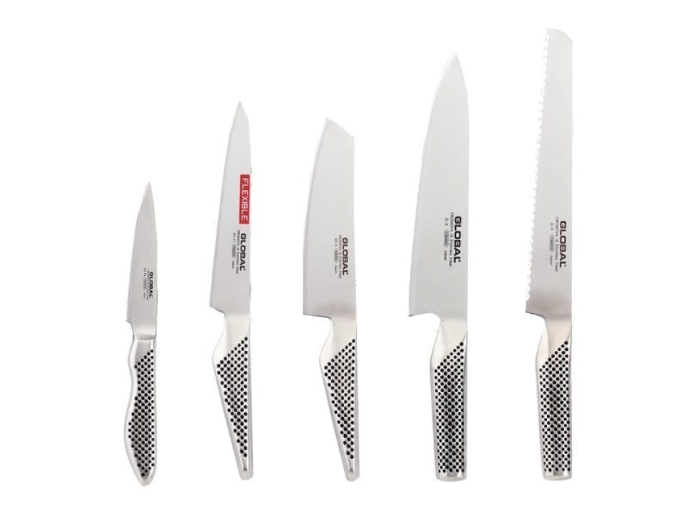 Global Zestaw noży, 5 szt. - G-2, G-9, GS-5, GS-11, GS-38 w grupie Gotowanie / Noże kuchenne / Zestaw noży w The Kitchen Lab (1073-11425)