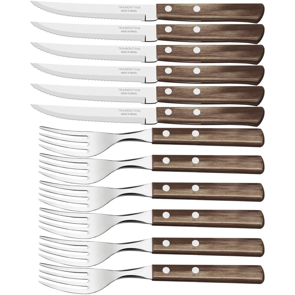 Noże do steków, ciemnobrązowe, Churrasco, 12 szt. - Tramontina w grupie Nakrycie stołu / Sztućce / Noże w The Kitchen Lab (1090-27197)