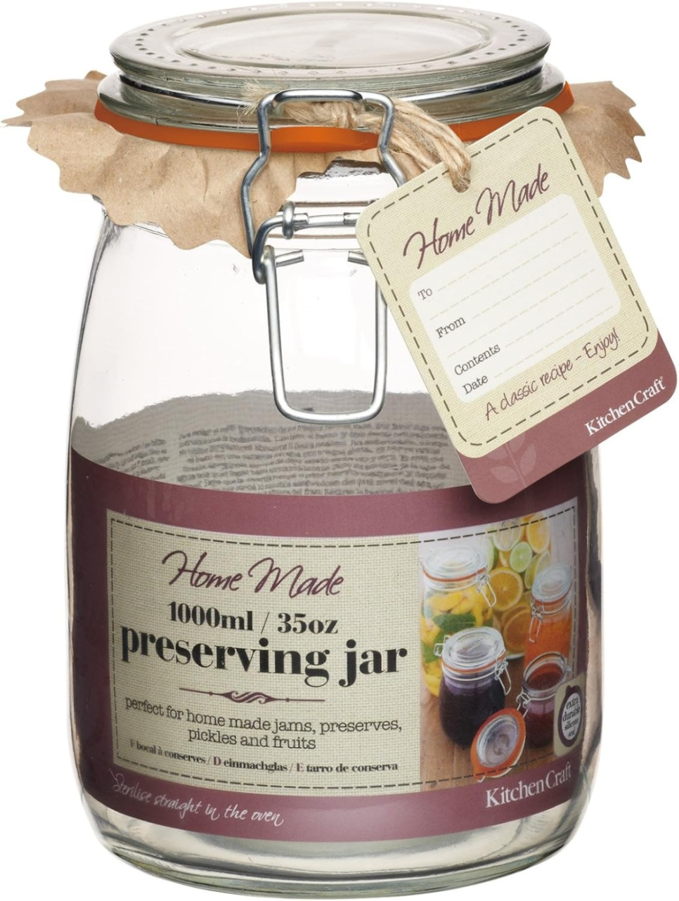 Słoik szklany z zamknięciem patentowym, 1 L - Kitchen Craft w grupie Gotowanie / Przybory kuchenne / Butelki i słoiki w The Kitchen Lab (1100-11363)