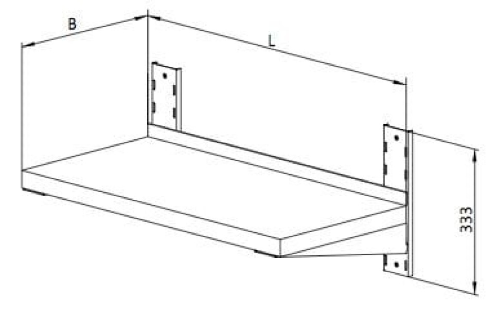 Półka ścienna ze stali nierdzewnej, prosta Półka ścienna ze stali nierdzewnej, prosta