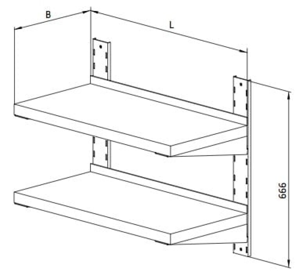 Półka ścienna ze stali nierdzewnej, podwójna