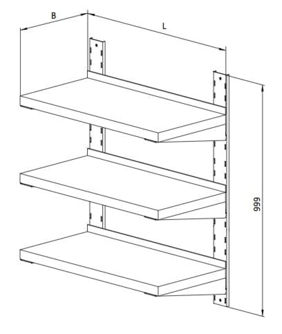 Półka ścienna ze stali nierdzewnej, potrójna Półka ścienna ze stali nierdzewnej, potrójna