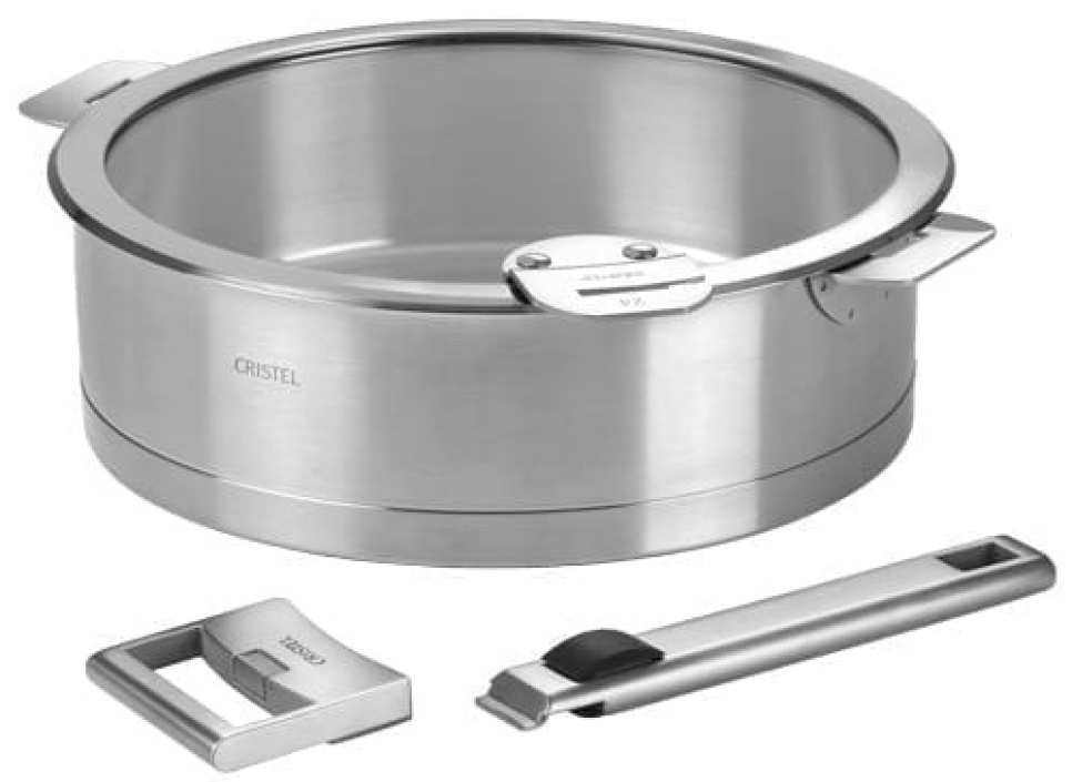 Płaska szklana pokrywka, odczepiana rączka, Strate - Cristel Płaska szklana pokrywka, odczepiana rączka, Strate - Cristel