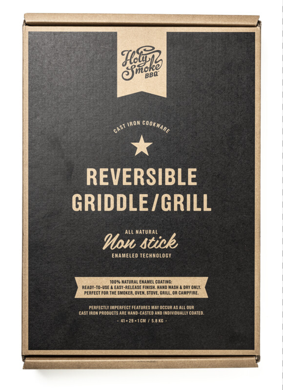 Dwustronna patelnia/grill z emaliowanego żeliwa, 41 x 29 cm - Holy Smoke BBQ  Dwustronna patelnia/grill z emaliowanego żeliwa, 41 x 29 cm - Holy Smoke BBQ