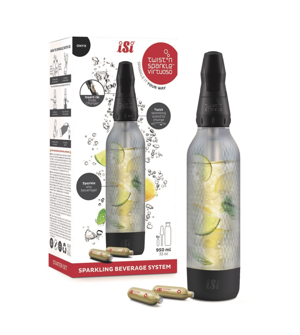 Twist\'n Sparkle Virtuoso Starter Set, Onyx - iSi w grupie Urządzenia kuchenne / Pozostałe urządzenia kuchenne / Maszyna do produkcji kwasu węglowego w The Kitchen Lab (1362-35568)