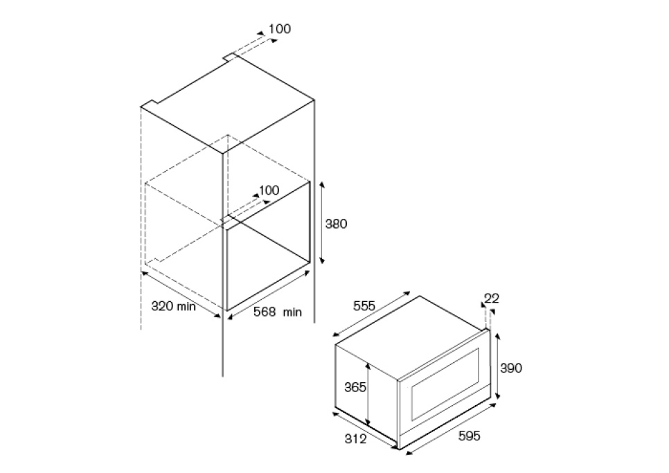 Kuchenka mikrofalowa nowoczesna, wisząca, 38 cm, czarna - Bertazzoni