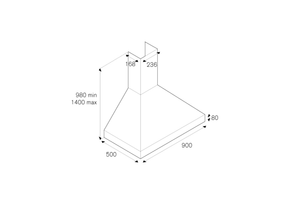 Fan Master, wiszący 90 cm, stal nierdzewna - Bertazzoni