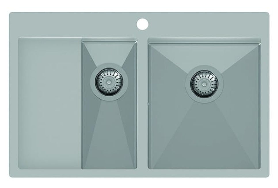 Zlewozmywak dwukomorowy ze stali nierdzewnej 780 x 500 mm z ociekaczem po lewej stronie w grupie Wnętrze kuchni / Zlewy w The Kitchen Lab (1416-12560)