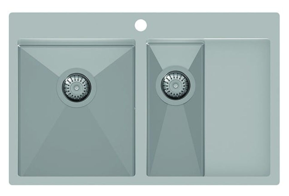 Zlewozmywak dwukomorowy ze stali nierdzewnej 780 x 500 mm z ociekaczem po prawej stronie w grupie Wnętrze kuchni / Zlewy w The Kitchen Lab (1416-12561)