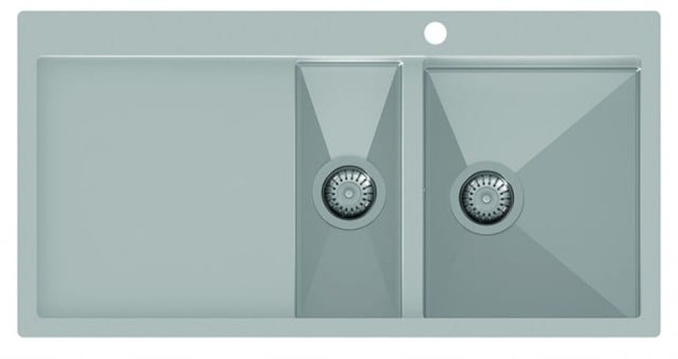 Zlewozmywak dwukomorowy ze stali nierdzewnej 1000 x 510 mm z ociekaczem po lewej stronie w grupie Wnętrze kuchni / Zlewy w The Kitchen Lab (1416-12562)