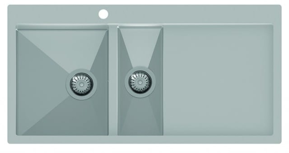 Zlewozmywak dwukomorowy ze stali nierdzewnej 1000 x 510 mm z ociekaczem po prawej stronie w grupie Wnętrze kuchni / Zlewy w The Kitchen Lab (1416-12563)