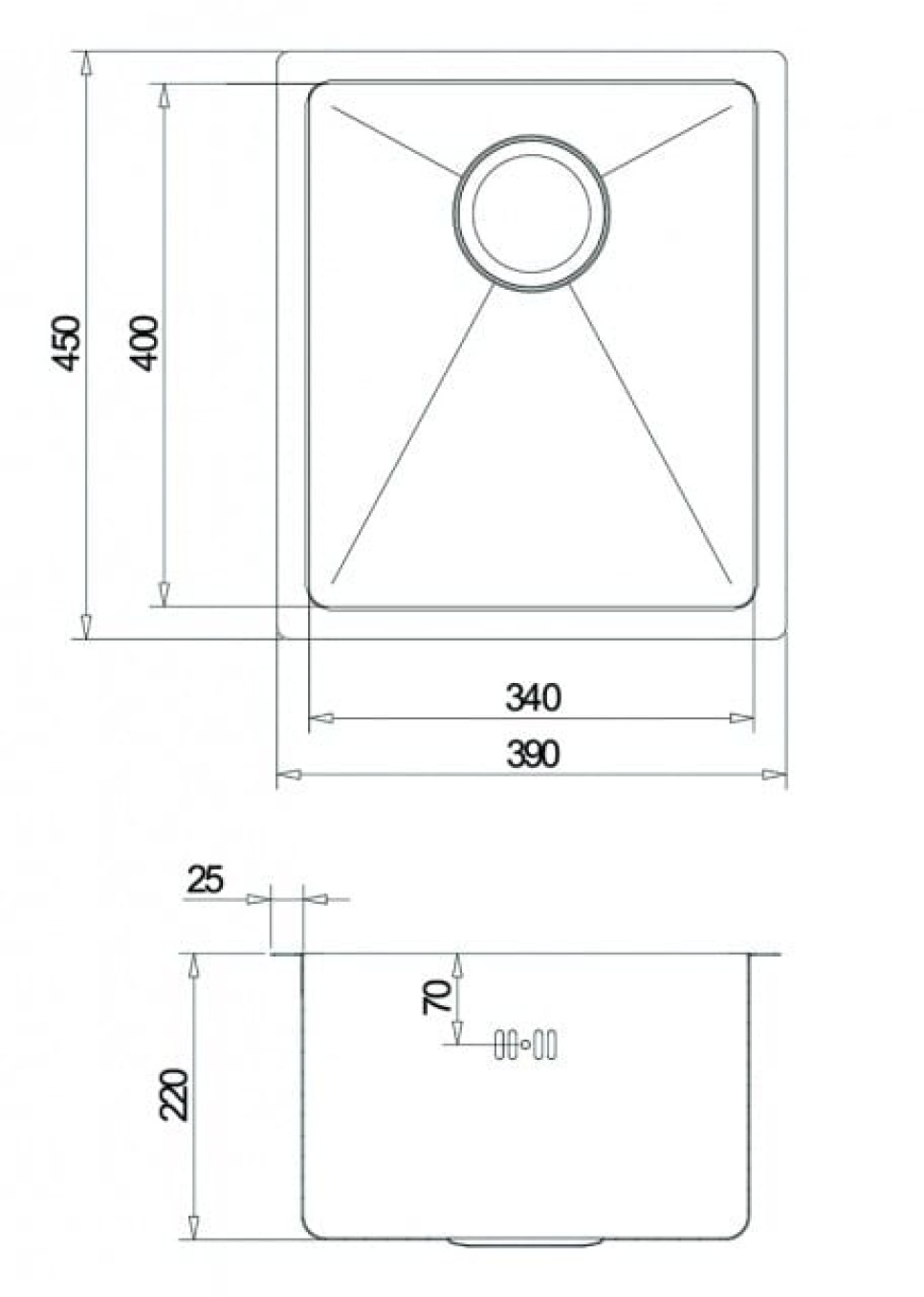 Zlewozmywak ze stali nierdzewnej, 390 x 450 mm - Aquasanita Zlewozmywak ze stali nierdzewnej, 390 x 450 mm - Aquasanita