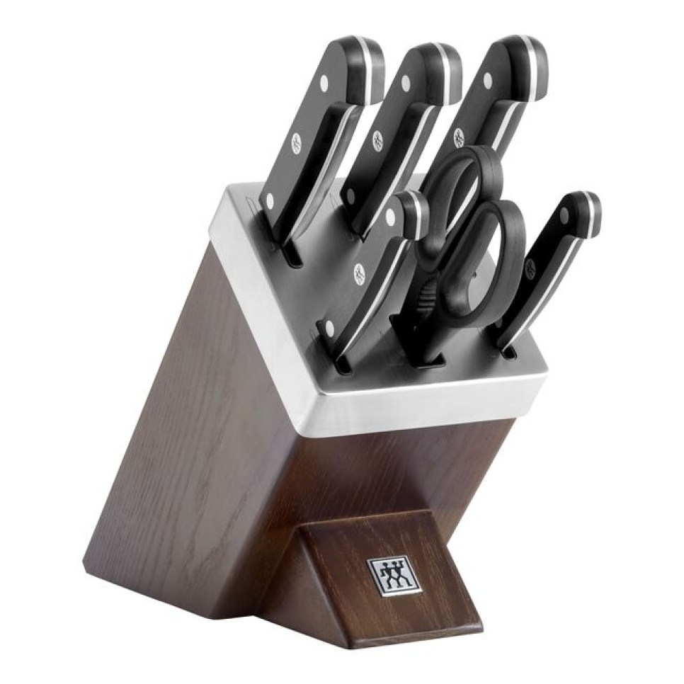 Zestaw Noży z Samoostrzącym Blokiem z Ciemnego Jesionu, 7 Elementów, Gourmet - Zwilling w grupie Gotowanie / Noże kuchenne / Przechowywanie noży / Blok na noże w The Kitchen Lab (1418-35257)