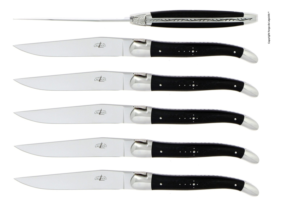 Zestaw 6 noży jadalnych, hebanowe rączki - Forge de Laguiole w grupie Nakrycie stołu / Sztućce / Noże w The Kitchen Lab (1446-24423)