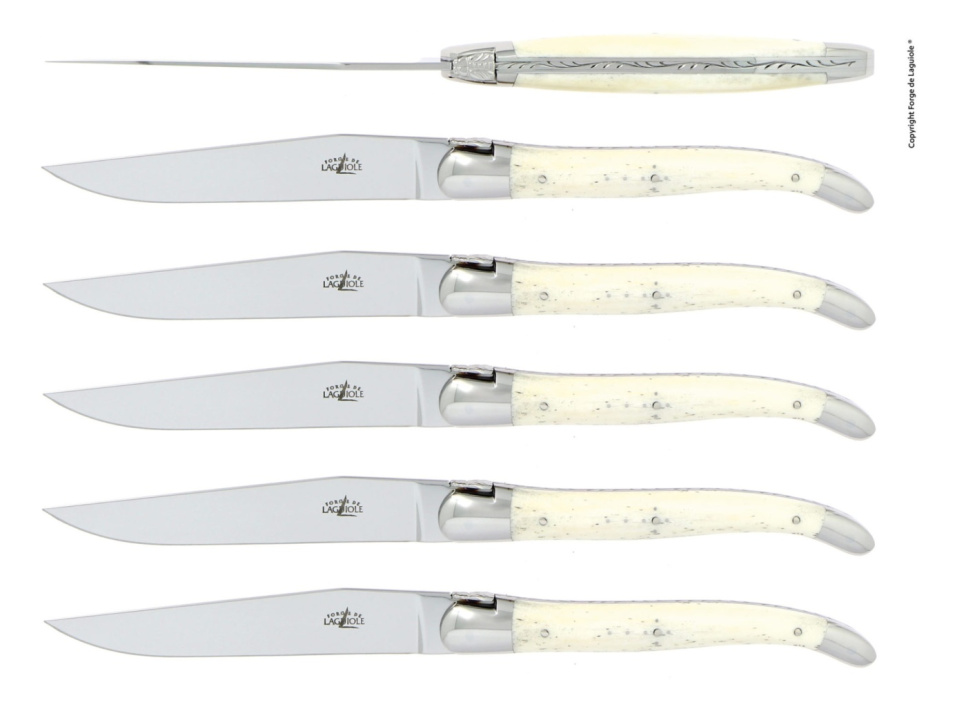 Zestaw 6 noży jadalnych, rączki z kości - Forge de Laguiole w grupie Nakrycie stołu / Sztućce / Noże w The Kitchen Lab (1446-26106)