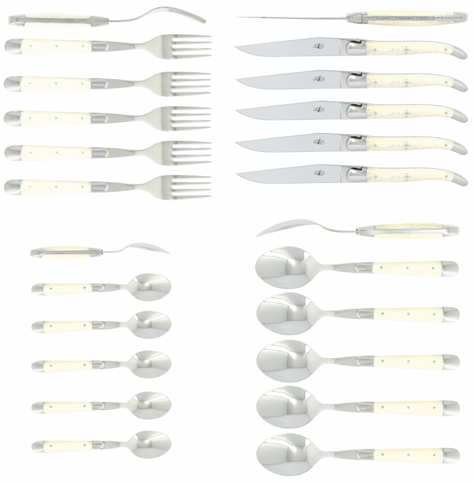 Zestaw sztućców 03, uchwyt z kości, polerowany, Tradition - Forge de Laguiole w grupie Nakrycie stołu / Sztućce / Sztućce w The Kitchen Lab (1446-32851)