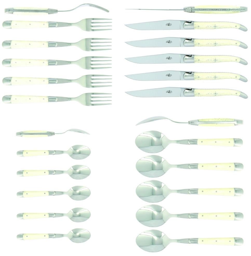 Zestaw sztućców 05, uchwyt kościany, polerowany, Tradition - Forge de Laguiole w grupie Nakrycie stołu / Sztućce / Sztućce w The Kitchen Lab (1446-32860)