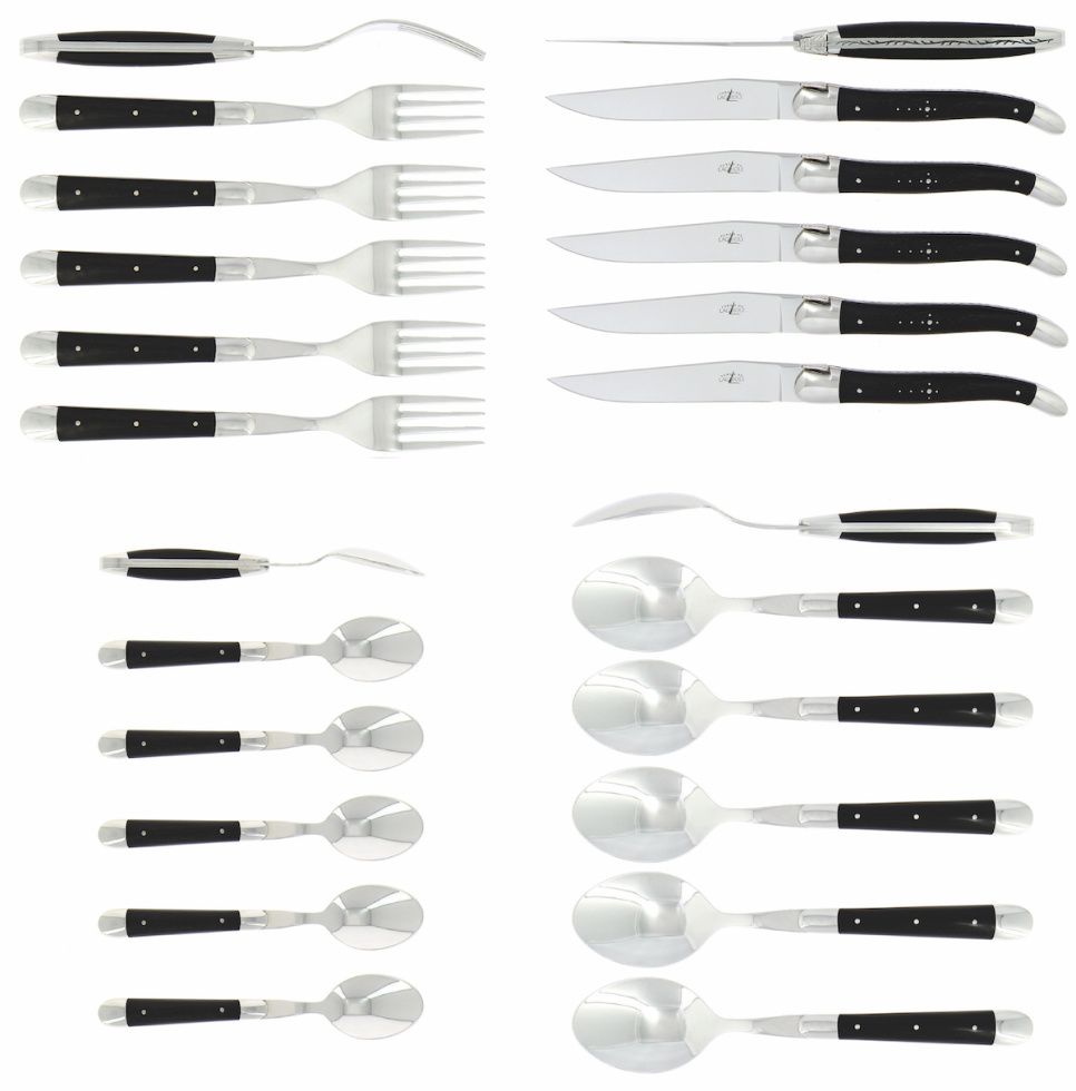 Zestaw sztućców 05, hebanowe uchwyty, polerowane, Tradition - Forge de Laguiole w grupie Nakrycie stołu / Sztućce / Sztućce w The Kitchen Lab (1446-32862)