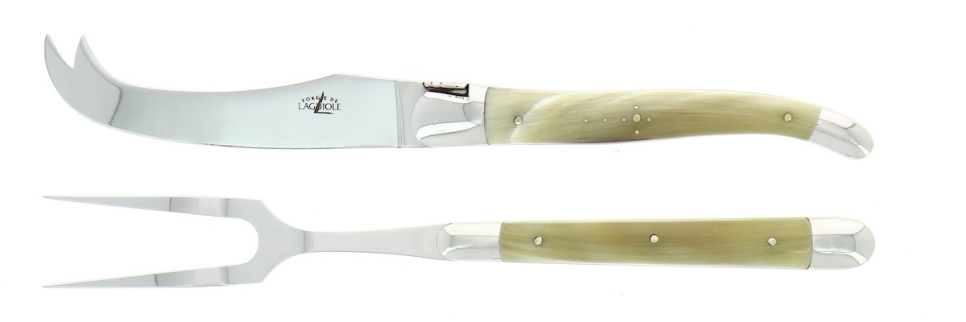 Zestaw do sera, uchwyt z jasnego rogu, polerowany, Tradition - Forge de Laguiole w grupie Gotowanie / Noże kuchenne / Noże do sera w The Kitchen Lab (1446-32880)