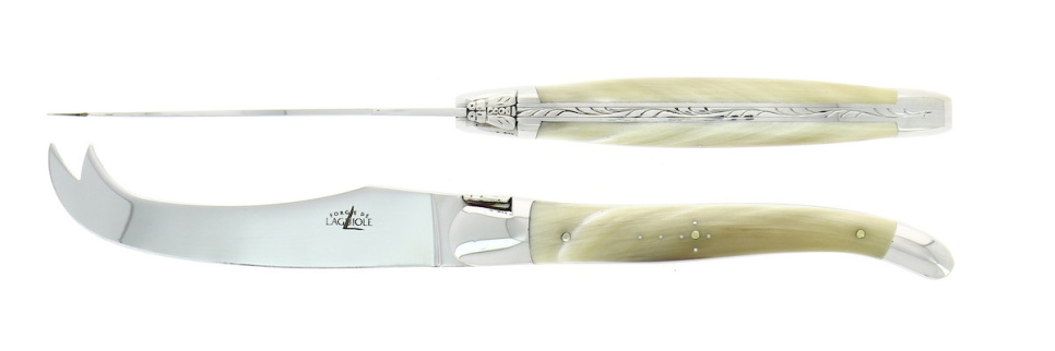 Zestaw do sera, uchwyt z jasnego rogu, polerowany, Tradition - Forge de Laguiole