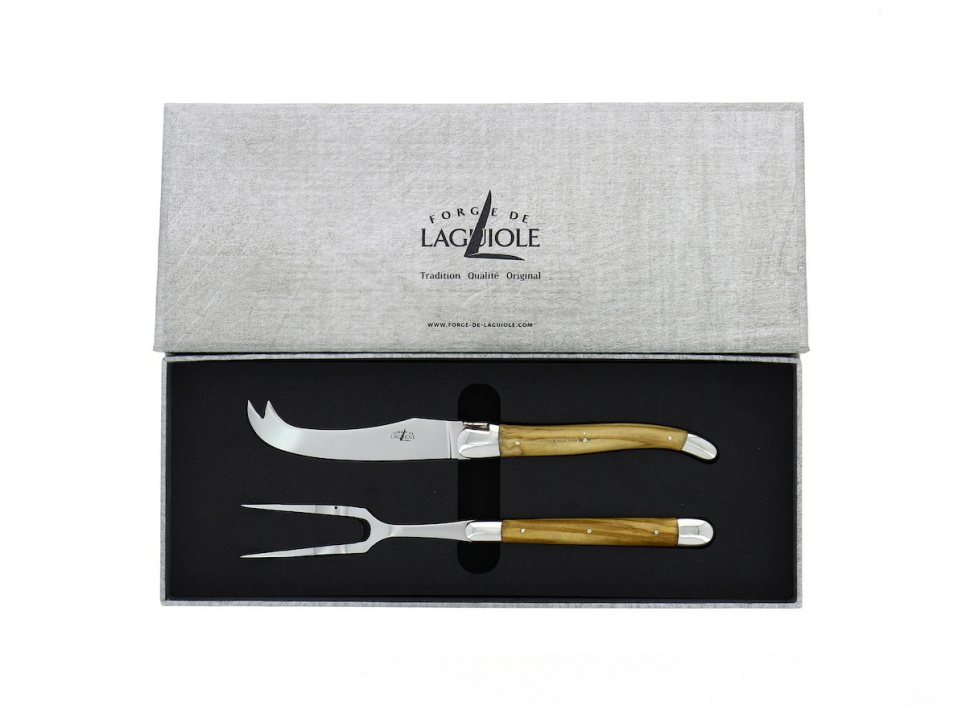 Zestaw do sera, uchwyty z drewna oliwnego, błyszczące, Tradition - Forge de Laguiole